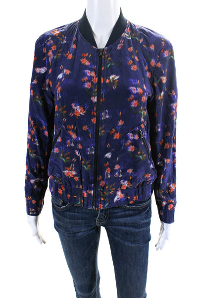 Rebecca Taylor Women's Long Sleeves Full Zip Floral Silk Jacket Size 4