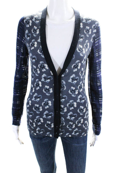 Tory Burch Women's Long Sleeves Button Down Floral Cardigan Sweater Size M