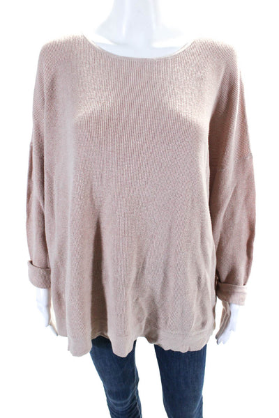 Eileen Fisher Womens Pullover Scoop Neck Sweatshirt Pink Cotton Size Extra Large