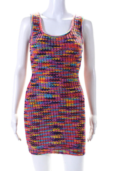 Staud Womens Stretch Knit Scoop Neck Sleeveless Mini Dress Multicolor Size XS