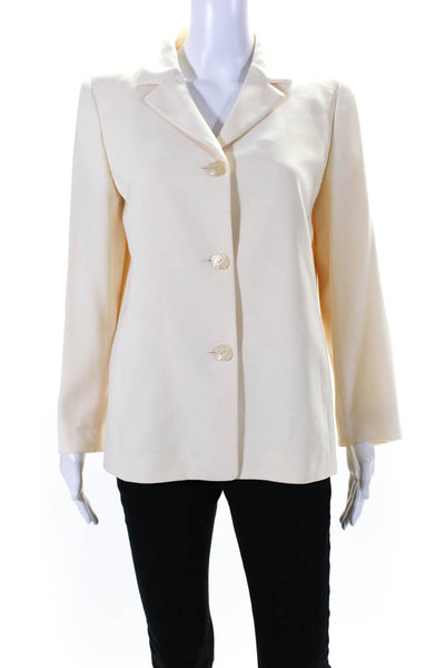 Les Copains Womens Collared Long Sleeves Lined Three Button Blazer Beige Size 42