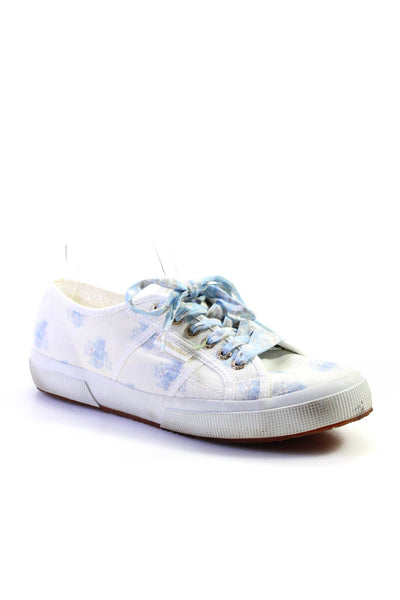 Superga X Love Shack Fancy Womens White/Blue Floral Print Sneakers Shoes Size9.5