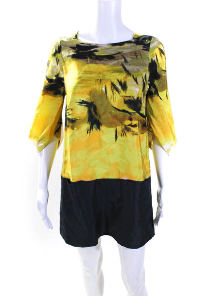 BCBGMAXAZRIA Womens Silk Abstract Print Mini Shift Dress Multicolor Size XS
