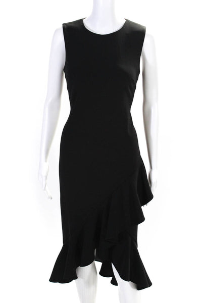 Calvin Klein Womens Ruffle Trim Scoop Neck Sleeveless Maxi Dress Black Size 6