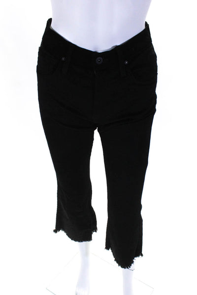 James Jeans Womens High Rise Corduroy Velvet Crop Flare Jeans Black Size 27