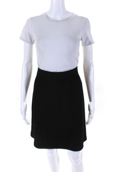 St John Collection Womens Elastic Waist Knit Chenille A Line Skirt Black Size 10