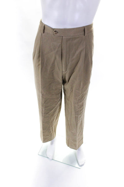 Zanella Mens Pleated Front High Rise Khaki Pants Beige Cotton Size 36