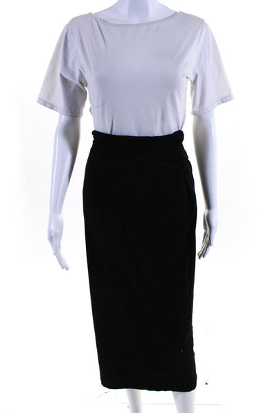 Eileen Fisher Womens High Waist Back Slit Straight Maxi Skirt Black Size XS