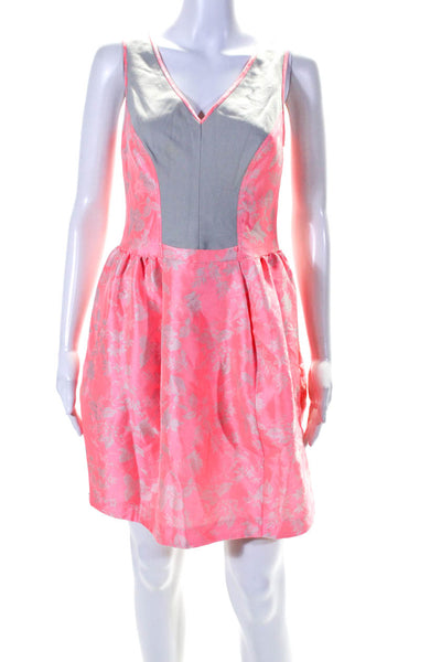 Yoana Baraschi Women's V-Neck Sleeveless Fit Flare Floral Mini Dress Size 6