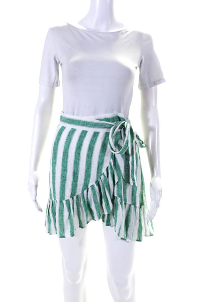 Rails Women's Ruffle Wrap Line Mini Skirt Green Stripe Size XS