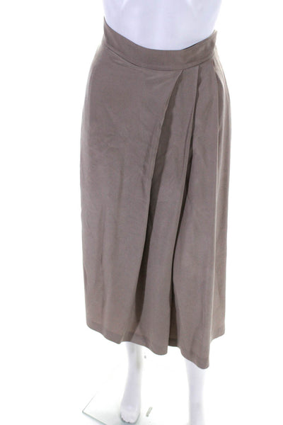 Tibi Womens Silk Crepe High Rise Zip Up Wide Leg Pants Trousers Beige Size 4