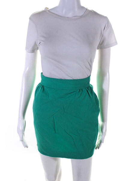 Ungaro Womens Wool Knee Length Lined Bow Mini Skirt Green Size 4