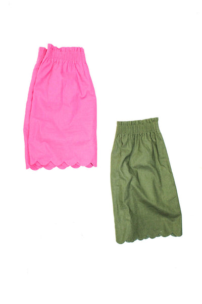 J By J Crew Womens Scalloped Hem A-Line Skirts Olive Green Pink Size 2 Lot 2
