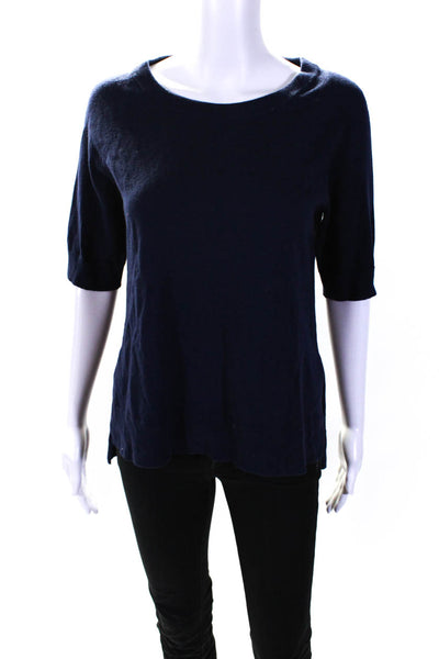 Michael Kors Womens Short Sleeves Crew Neck Sweater Navy Blue Size Small