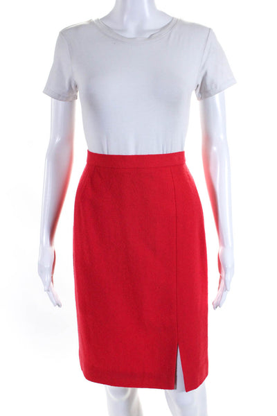Escada Womens Knee Length Woven Boucle Pencil Skirt Red Wool Size IT 38