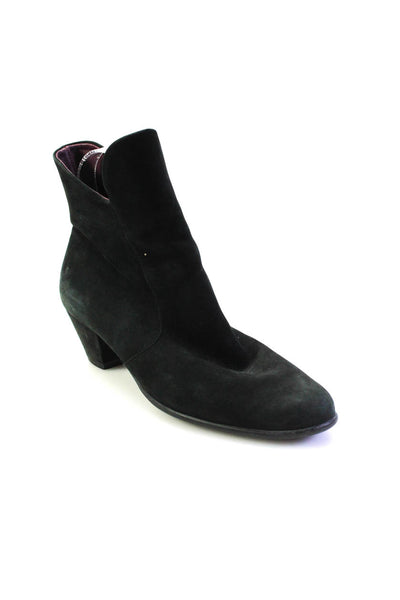 Arche Womens Suede Round Toe Zip Up Low Heel Ankle Boots Black Size 38 8