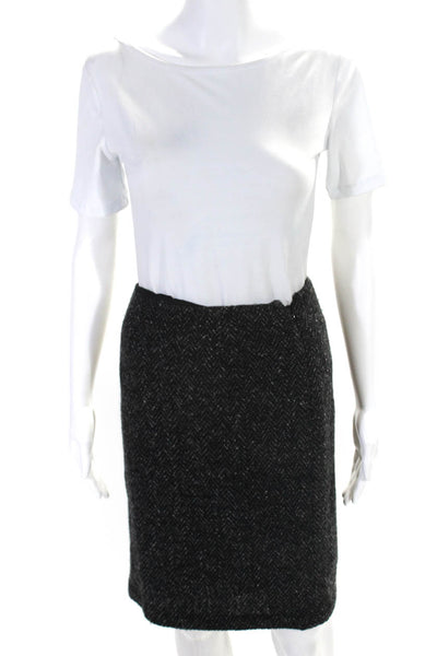Ralph Lauren Collection Womens Side Zip Knit Pencil Skirt Gray Wool Size 4