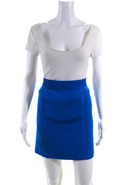 DKNY Womens Stretch Knit Pull On Mini Skirt Candy Blue Size Small