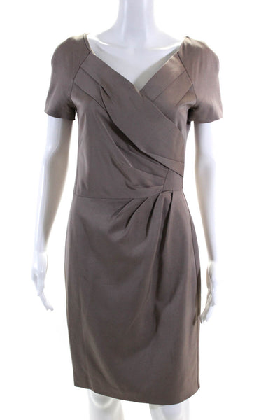 Reiss Womens Short Sleeves Ruched Detail Sheath Dress Taupe Gray Size 4