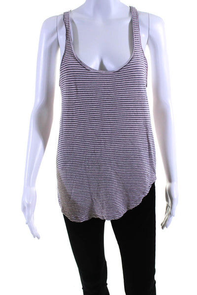 Isabel Marant Etoile Womens Pink Linen Striped Scoop Neck Tank Top Size M