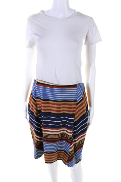 J. Mclaughlin Womens Multicolor Striped Zip Back Knee Length Skirt Size 10