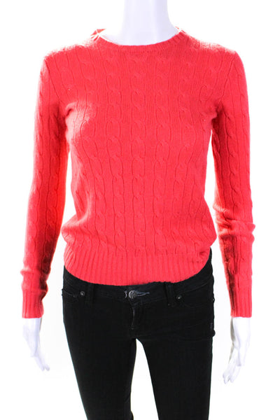 Ralph Lauren Black Label Womens Cashmere Cable Knit Sweater Salmon Size Small