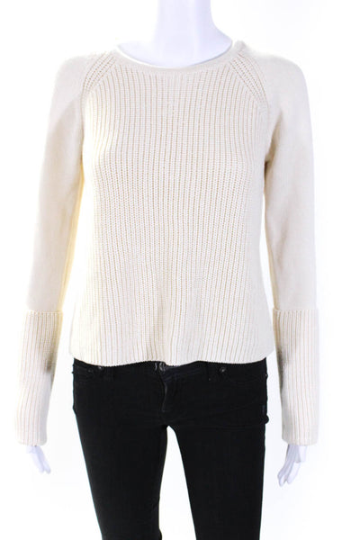 La Ligne Womens Long Sleeve Round Neck Sweatshirt White Cotton Size Extra Small