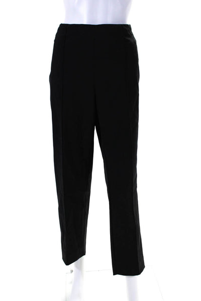Escada Womens High-Rise Pleated Front Straight Leg Dress Trousers Black Size 42