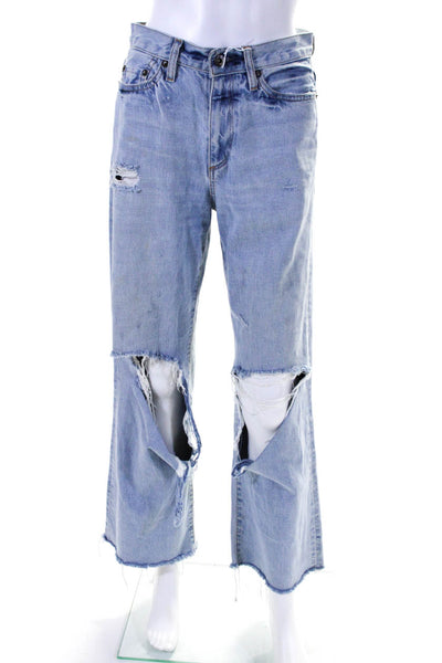 Simon Miller Womens High Rise Distressed Fringe Jeans Blue Denim Size 26