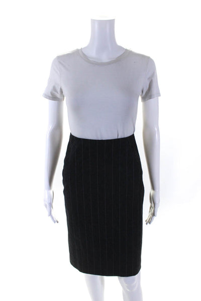 Theory Womens Gray Wool Striped Lined Knee Length Pencil Skirt Size 4