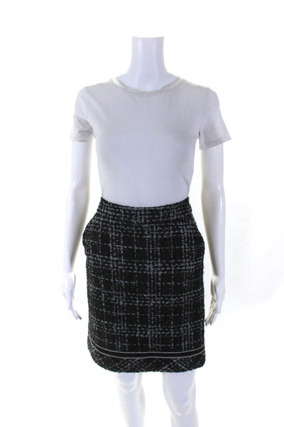 Trina Turk Womens Black/Gray Textured Plaid Lined Mini Pencil Skirt Size 6