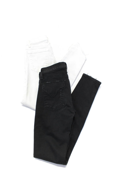 Hudson J Brand Womens Cotton Distressed Skinny Jeans Black White Size 24 Lot 2