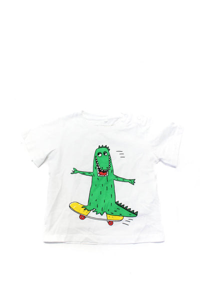 Stella McCartney Kids Boys Cotton Skateboarding Dino T-Shirt Top White Size 3T