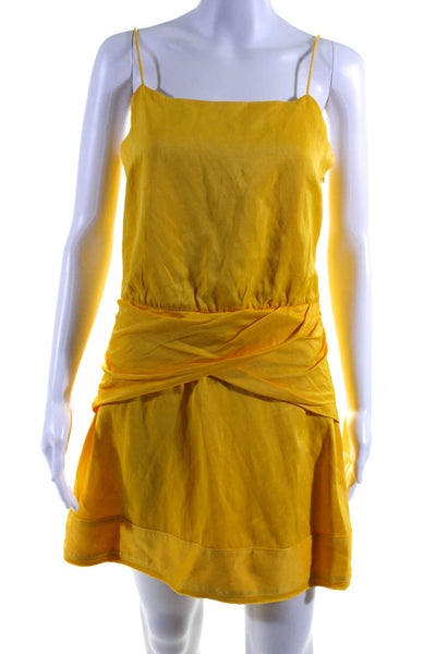 Derek Lam 10 Crosby Womens Yellow Square Neck Sleeveless Shift Dress Size M