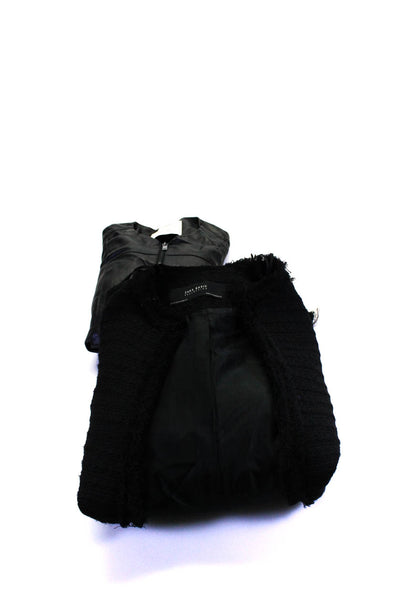 Zara Basic Collection Womens Tweed Coat Jacket Black Size Extra Small Lot 2