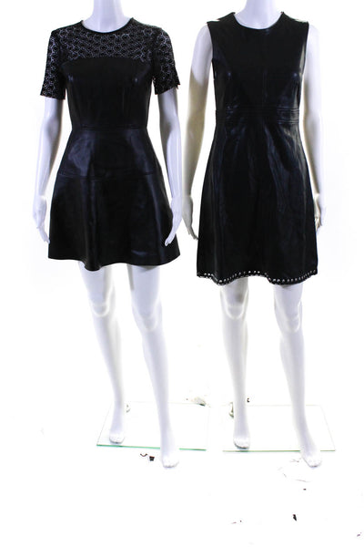 Zara Woman Aqua Womens Faux Leather Dresses Black Size Small Extra Small Lot 2