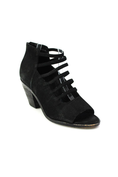 Eileen Fisher Womens Suede Strappy Zip Up Sandal Heels Black Size 10