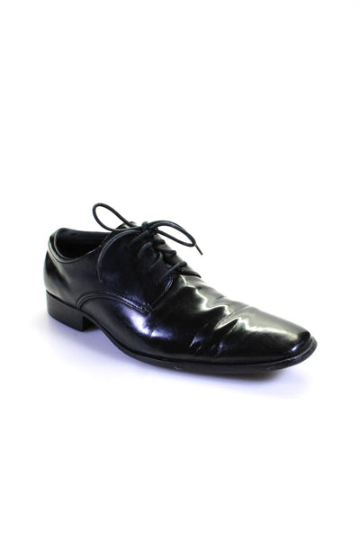 Calvin Klein Mens Patent Leather Lace Up Gareth Derby Dress Shoes Black Size 9US