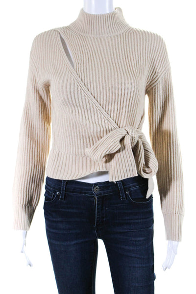 ASTR Womens Long Sleeve Turtleneck Wrap Sweater Beige Size Extra Small