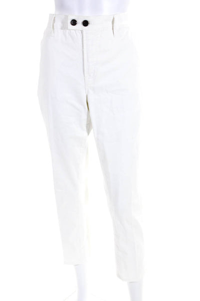Frame Womens Mid Rise Straight Leg Crop Chino Pants White Size 28