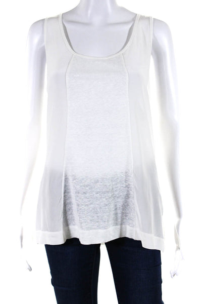 Escada Sport Womens Knit Silk Scoop Neck Tank Top Blouse White Size Medium