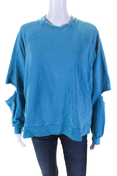 Electric & Rose Womens Cotton Blend Round Neck Sweatshirt Top Blue Size M