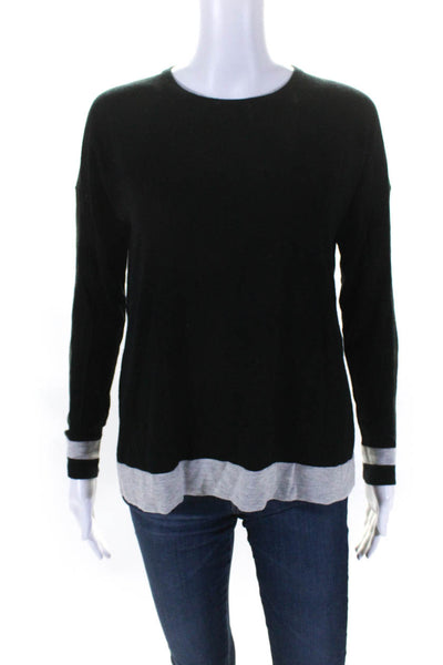 Kokun Womens Bamboo Blend Round Neck Long Sleeve Pullover Knit Top Black Size S
