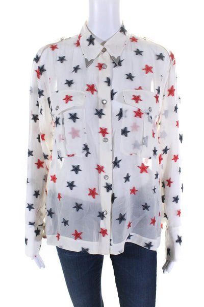 Rag & Bone Women's Collared Long Sleeves Button Down Star Print Shirt Size M