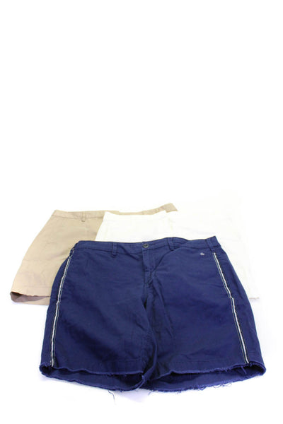 J Crew Womens Cotton Chinos Bermuda Shorts White Tan Navy Blue Size 10 Lot 3