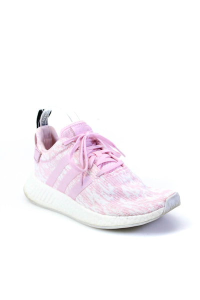 Adidas Womens Knit Lace Up Boost Low Top Running Sneakers Pink Size 9.5