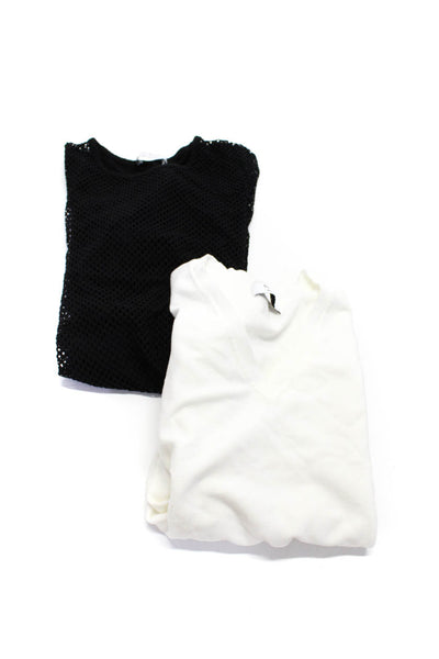 Bailey 44 Womens V Neck Sweater Blouse White Black Size Medium Small Lot 2