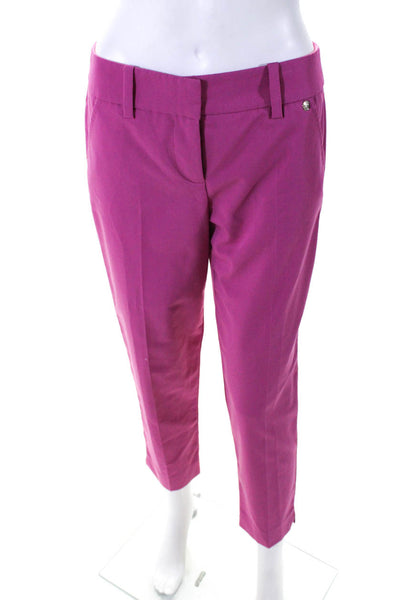 Trina Turk Womens Four Pocket Mid-Rise Hook Closure Tapered Pants Pink Size 2