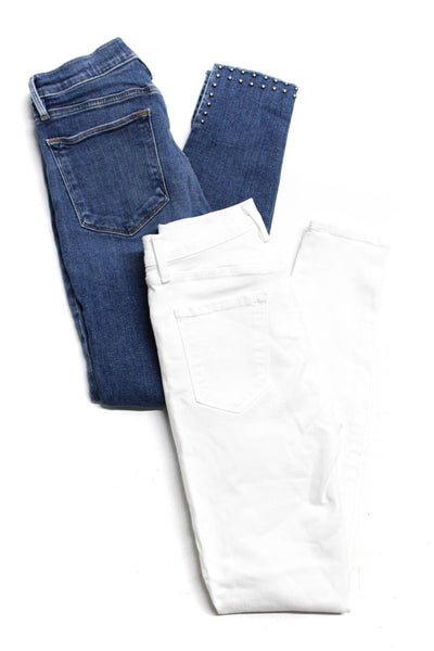 Frame J Brand Womens Studded Ankle Skinny Jeans Blue White Size 26 27 Lot 2