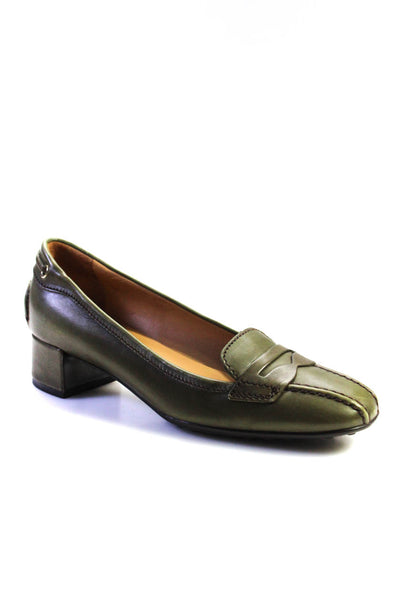 The Original Car Shoe Womens Leather Penny Loafer Pumps Dark Green Size 6US 36EU